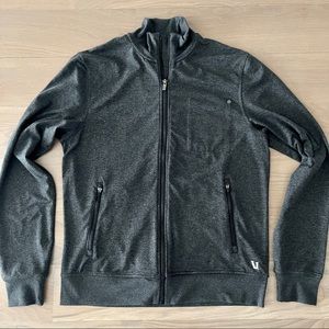 Vuori Men’s Performance Zip Jacket, Charcoal Heather, Size M.